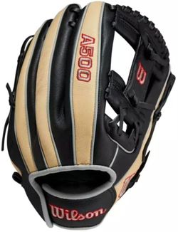 Brand New Wilson A500 11.5 inch Youth Infield Baseball Glove Black Blonde Size 11.5"
