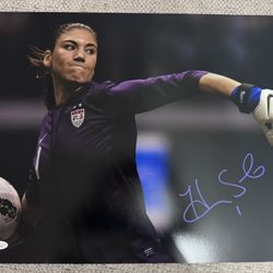 Hope Solo Autographed/Signed USA Soccer 16x20 Photo - JSA Sticker- Corner damage