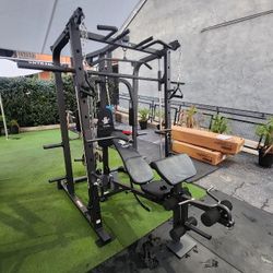 | Smith Machine 1001 | Squat Rack | 230lbs Bumper Weight Plates | Multi-Use Adj Bench | Barbell | Gym Equipment | Fitness | Excercise | FREE DELIVERY 