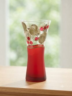 Hand-Painted Glass Vase Red and Clear