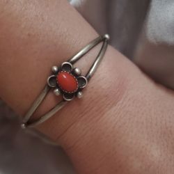 Sterling Silver Coral Vintage Bracelet
