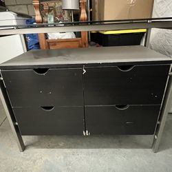 Glass Top Metal Frame TV Stand