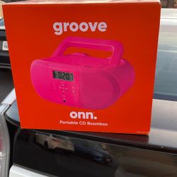ONN Groove Portable CD Boombox with Digital FM Radio Ambient Pink