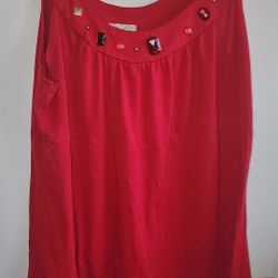 Womens XL or 16-18 red jeweled tank top by Eyelash Couture. 50% rayon, 50% polyester. East, west
