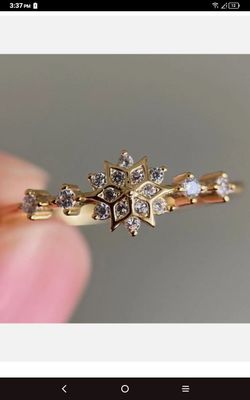 Round Moissanite Dainty Engagement Ring 925 Sterling Silver Snowflake Ring Women