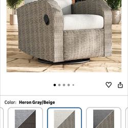 Oversized Wicker Outdoor Swivel Glider Recliner with Adjustable Backrest & Footrest, Patio Reclining Lounge Chair