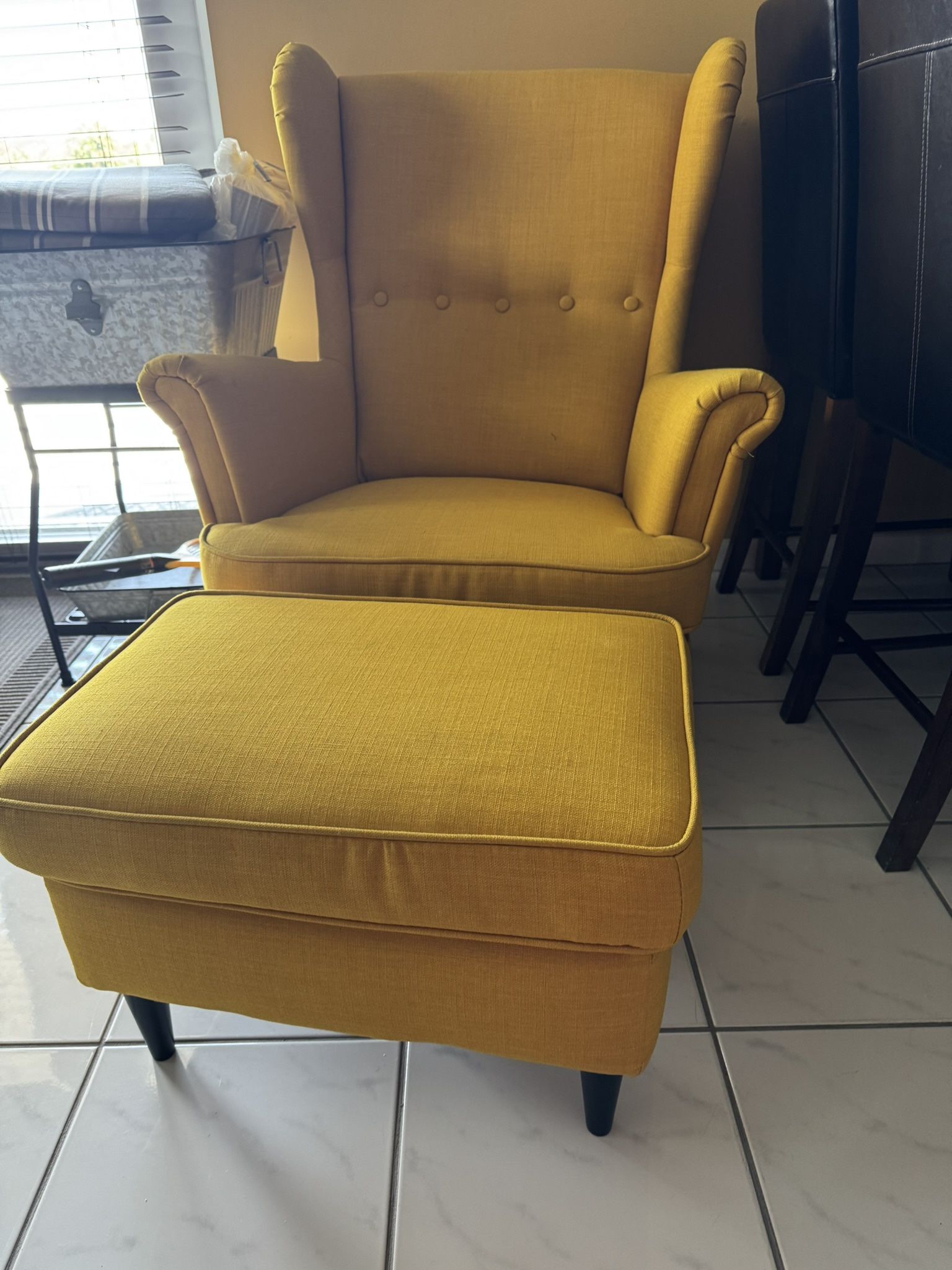 High Back Fabric Chair Plus Stool