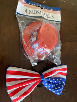 July 4th patriotic top hats and bow tie