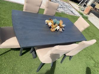 Dark Wood Dining Table with 6 Chairs