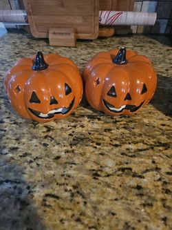 Light up ceramic pumpkins