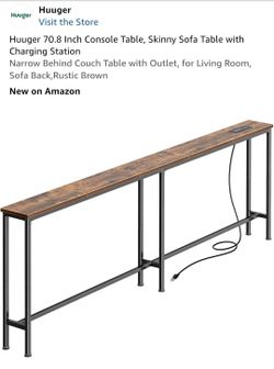 Huuger 70.8" Skinny Console Table with Charging Station