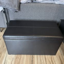 Faux Leather Black Ottoman With Storage