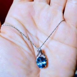  Blue Topaz Necklace In Silver