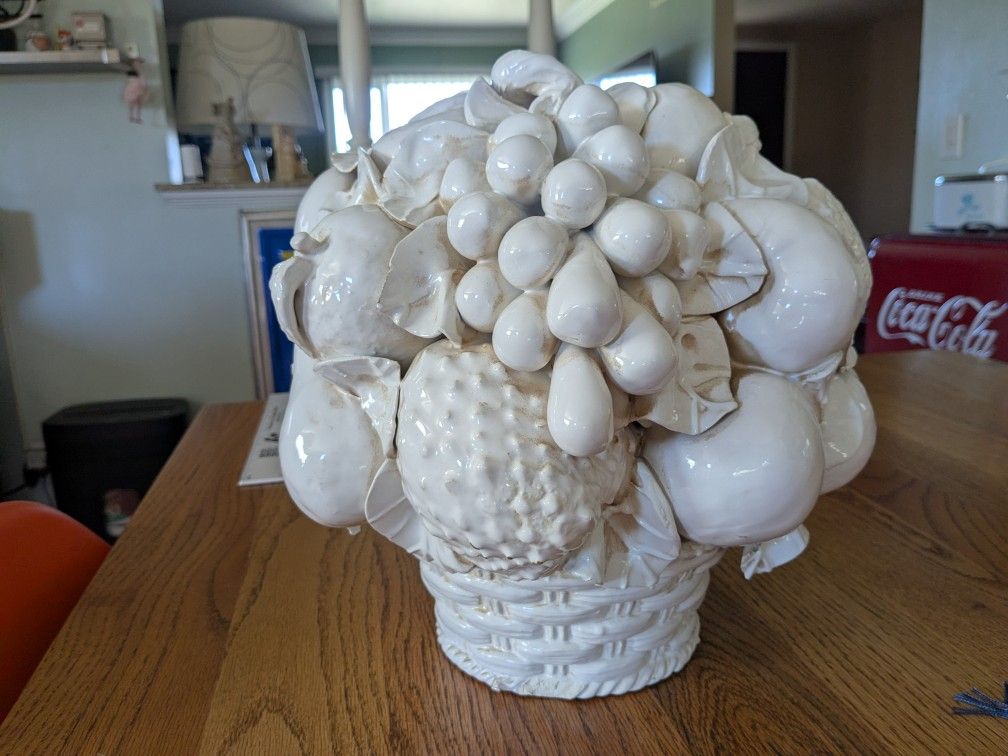 Vintage Italian Ceramic Fruit Basket Centerpiece
