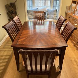 Solid Wood Dining Table w/ 6 Chairs – 42” x 66” – Great Size