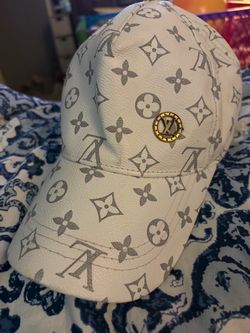LV white leather hat