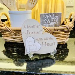 A Moms Love Wood Engrave Heart