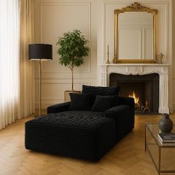 Sofa Bed Couch for Bedroom, Compressed Boneless Couches for Living Room, Plush Corduroy Sleeper Sofas, No Assembly Required(Black)