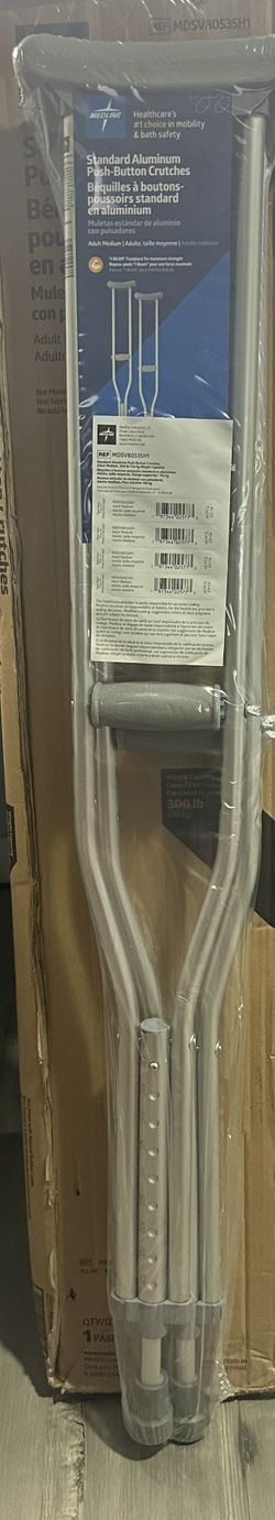 Medline Aluminum Crutches for Kids, Adults & Seniors Fitting 5'2" - 5'10"