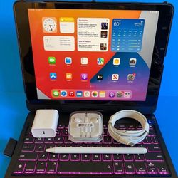 Apple IPad 9th Generation (10.2” Retina /Touch ID /IOS 18/ 2021 Model) 64GB with Pen, Keyboard  & Accessories 
