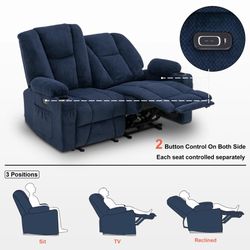 🛋️ Blue Power Recliner Loveseat 6025 MCombo 