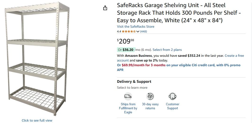 Saferacks Garage Storage Rack 4’