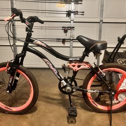 Girls Pink And Black Bike 