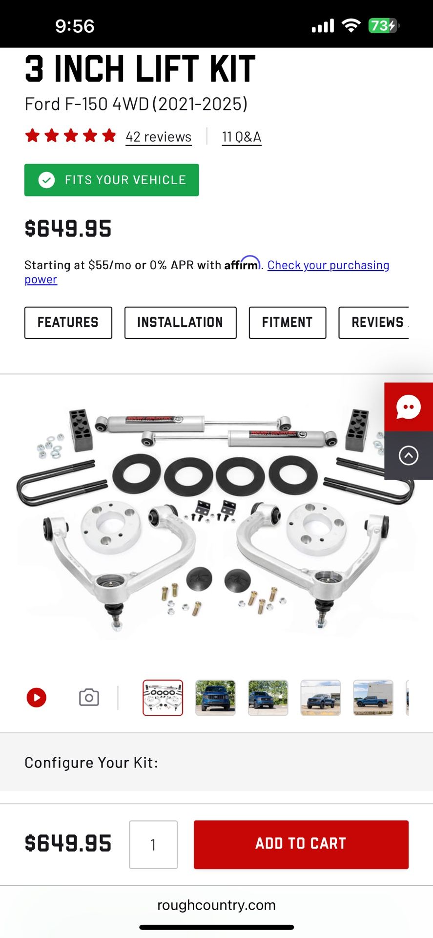 Rough Country 3” Lift Kit For 21-24 Ford F150 4x4