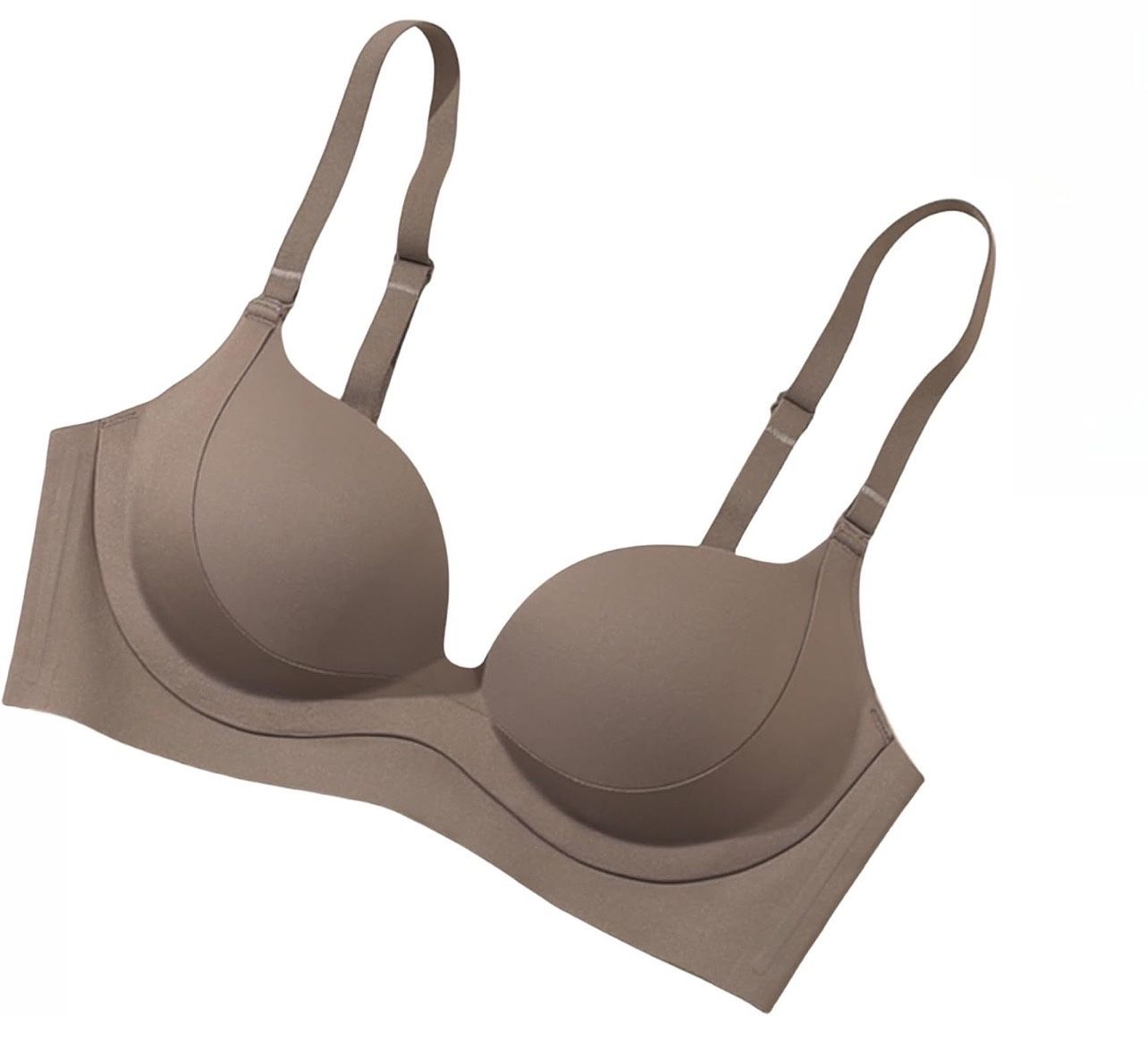 Women's Seamless Support Padded Deep V Neck T-Shirt Bra, Wirefree Push Up