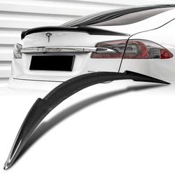 For 2012-2022 Tesla Model S V-Style Real Carbon Fiber Rear Trunk Spoiler Wing -(2-SPC-7406-CF