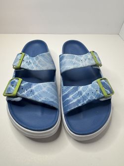 Skechers Foamies Blue Tie Dye Adjustable Sandals Women's Size 9