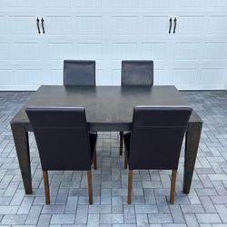 Dark Wood Dining Table Set With 4 Chairs 60 x 36