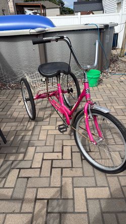 Pink Adult Tricycle with Rear Basket