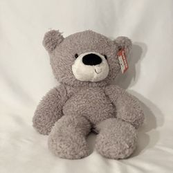 New GUND Fuzzy Teddy Bear Stuffed Animal Soft Plush, Gray, 13.5" Gender Neutral