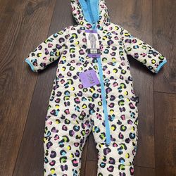 NEW Teal Pink Cheetah Snow Bib Romper Size 3/6 Months By SPYDER #22
