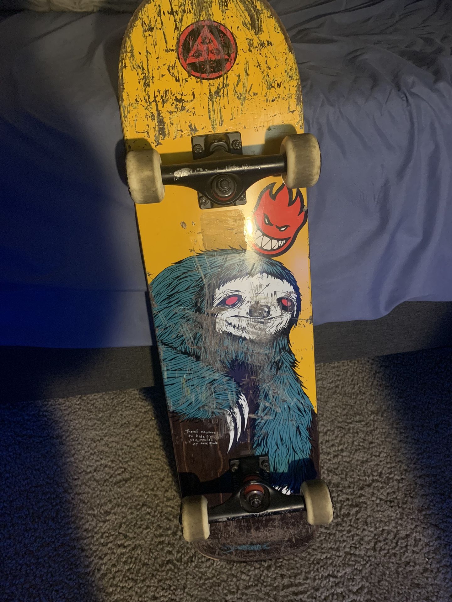Skateboard With Sloth On Back Size 7.5