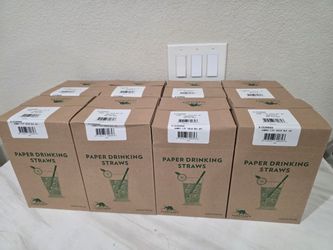 New Aardvark 7.75" Unwrapped Black Jumbo Paper Straws 4800 PCS (About 1 cent per straw)