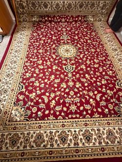 Beautiful Burgundy & Cream Area Rug – Only $80! 🏡✨