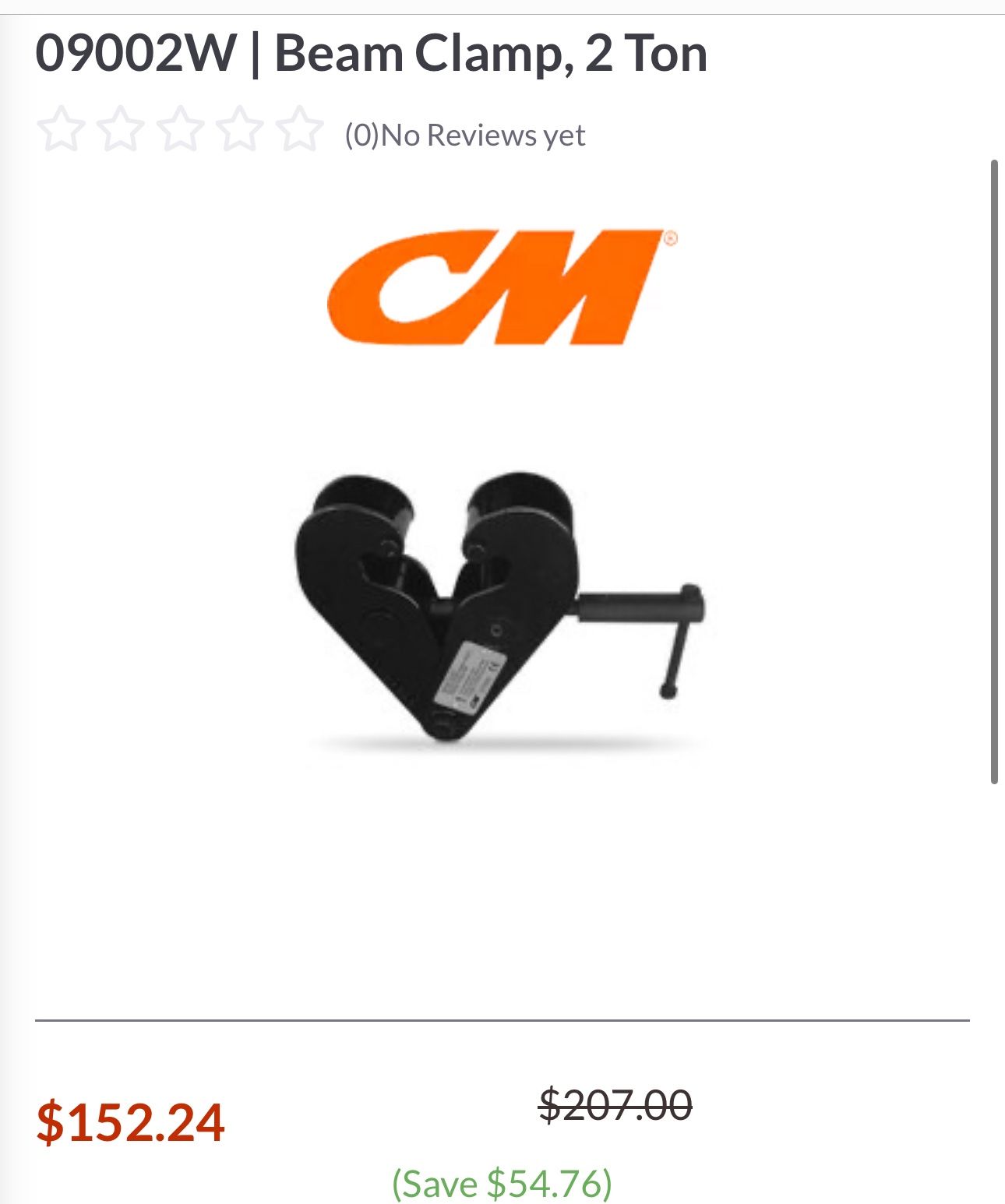 CM Beam Clamp, 2 Ton