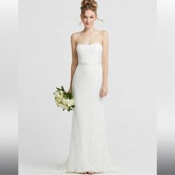 STRAPLESS SEQUIN LACE TRUMPET WEDDING DRESS IN IVORY