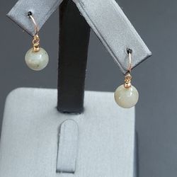 14k Gold Jade Earrings