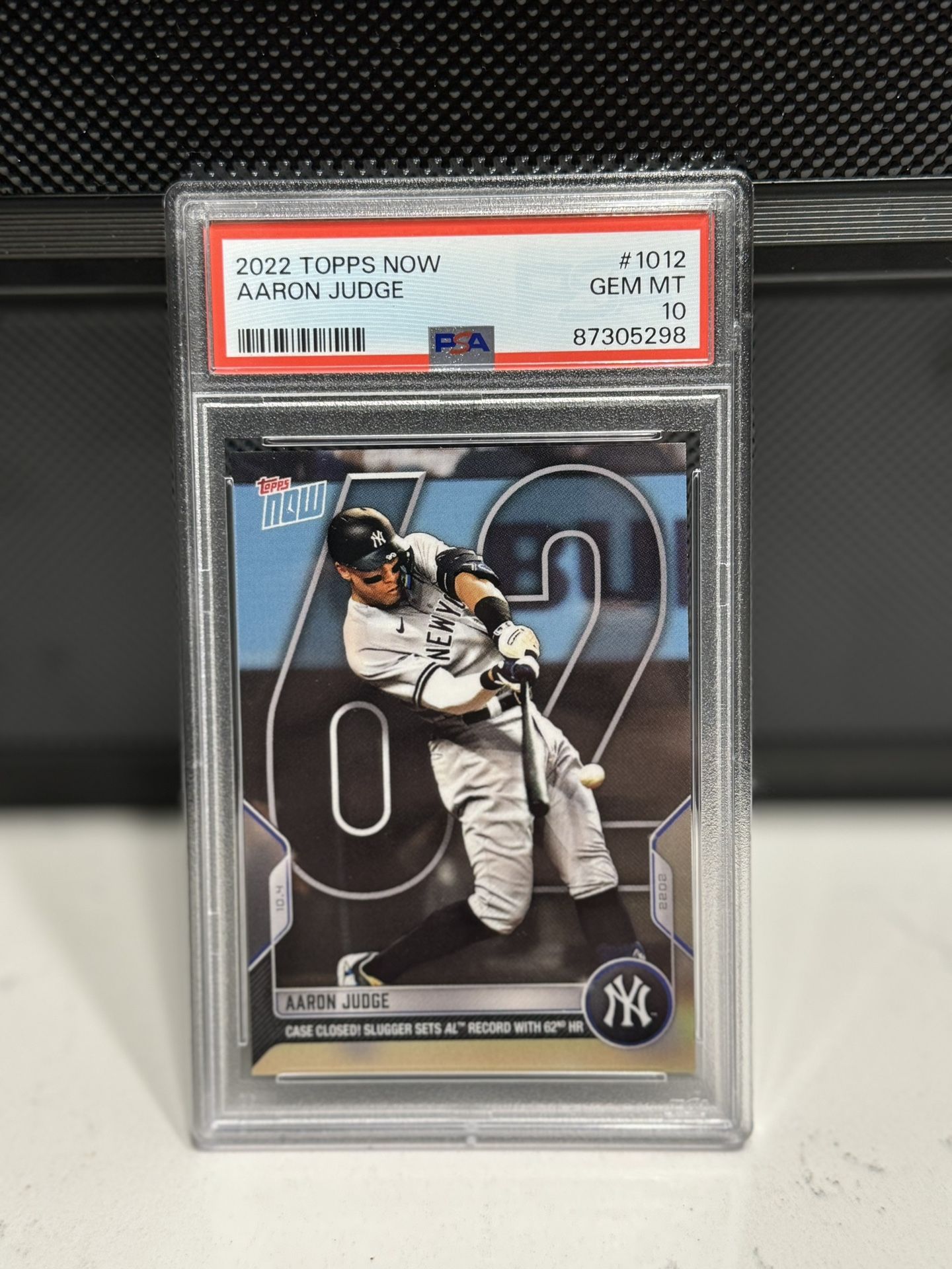 Aaron Judge 2022 Topps Now 62 Home Run Baseball Card #1012 Graded PSA 10