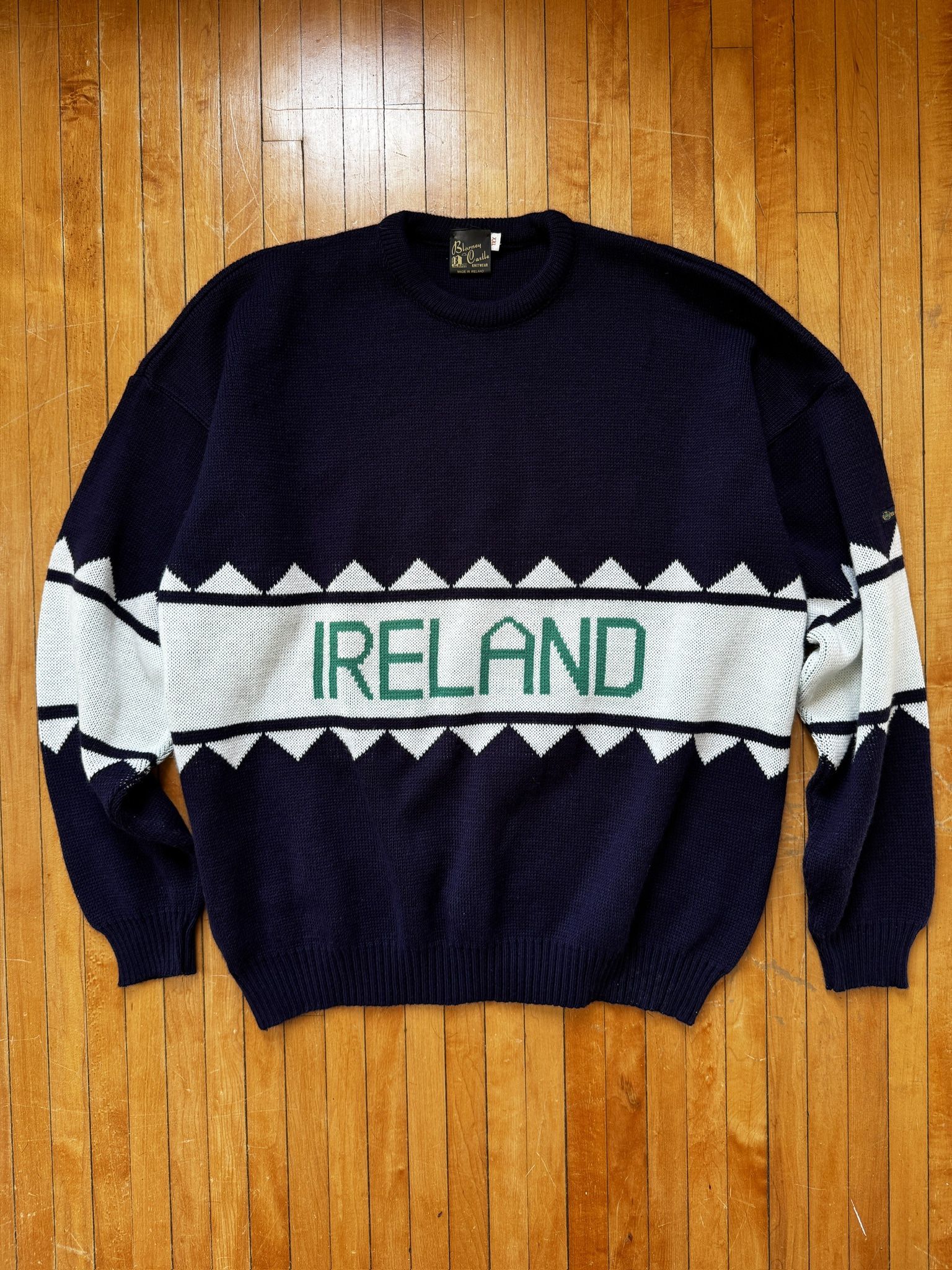 VTG 90’s Blarney Castle Ireland Knit Crewneck Sweater Made In Ireland Sz. XXL