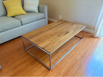 Crate & Barrel Frame Medium Coffee Table – Walnut & Steel