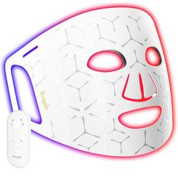 Kingdo Terapia de luz roja para cara, máscara facial inalámbrica de infrarrojo máscara de terapia de luz múltiple portátil y recargable 