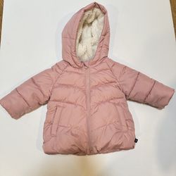 GAP Baby Infant 12-18 months Winter Coat ColdControl Max Pink Long Puffer Fleece Line