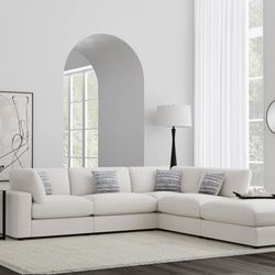 5-PIECE UPHOLSTERED MODULAR SECTIONAL SOFA BEIGE- FINANCE AVAILABLE
