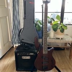 Selling Jackson Bass Guitar With Fender Bass Amp, Guitar Stand, Gator Gig Bag And Guitar Cable 
