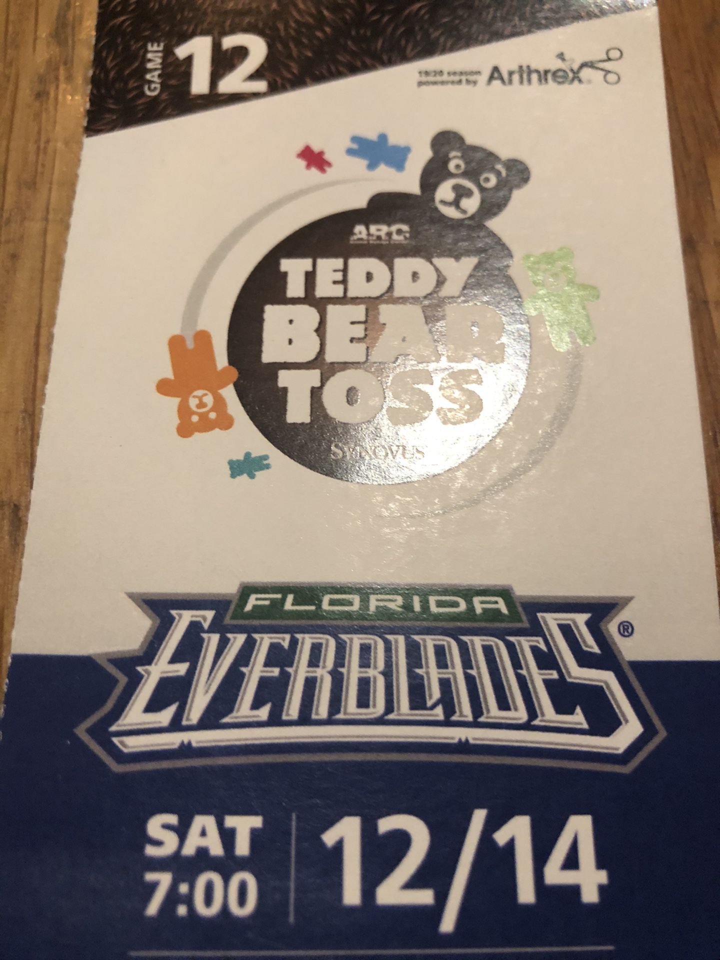 3 everblades tickets. Teddy Bear toss tonight