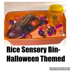 Rice Sensory Bin-Halloween Themed